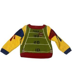VTG 90s Zackali 4 Kids Sporty Football Graphic Knit Sweater SZ 2
